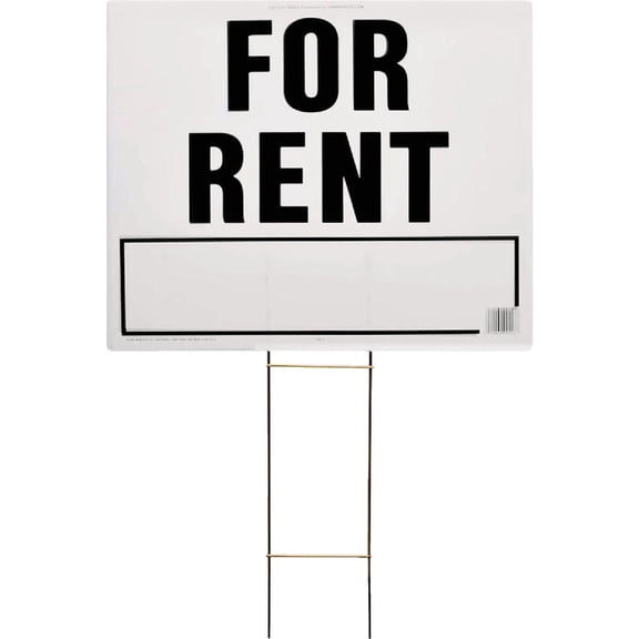 Hy-Ko Products LFR-4 For Rent Corrugated Plastic Sign w/ H Bracket 19" x 24" Black/White