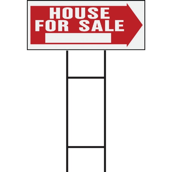 Hy-Ko Products RS-801 House for Sale Corrugated Plastic Sign w/H Bracket 9.25" x 24" Red/White