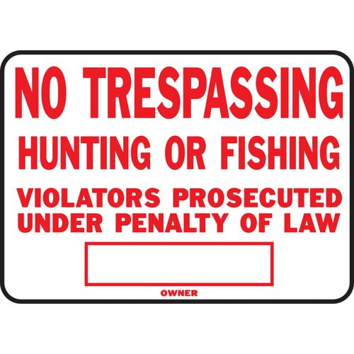 Hy-Ko Products SS-5 No Trespassing Aluminum Sign 9.25" x 14" Red/White, 1 Piece