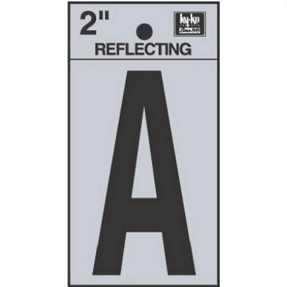 Hy-Ko Vinyl Reflective Letter Sticker - Self-Stick, 2 Inch, Black, Letter A