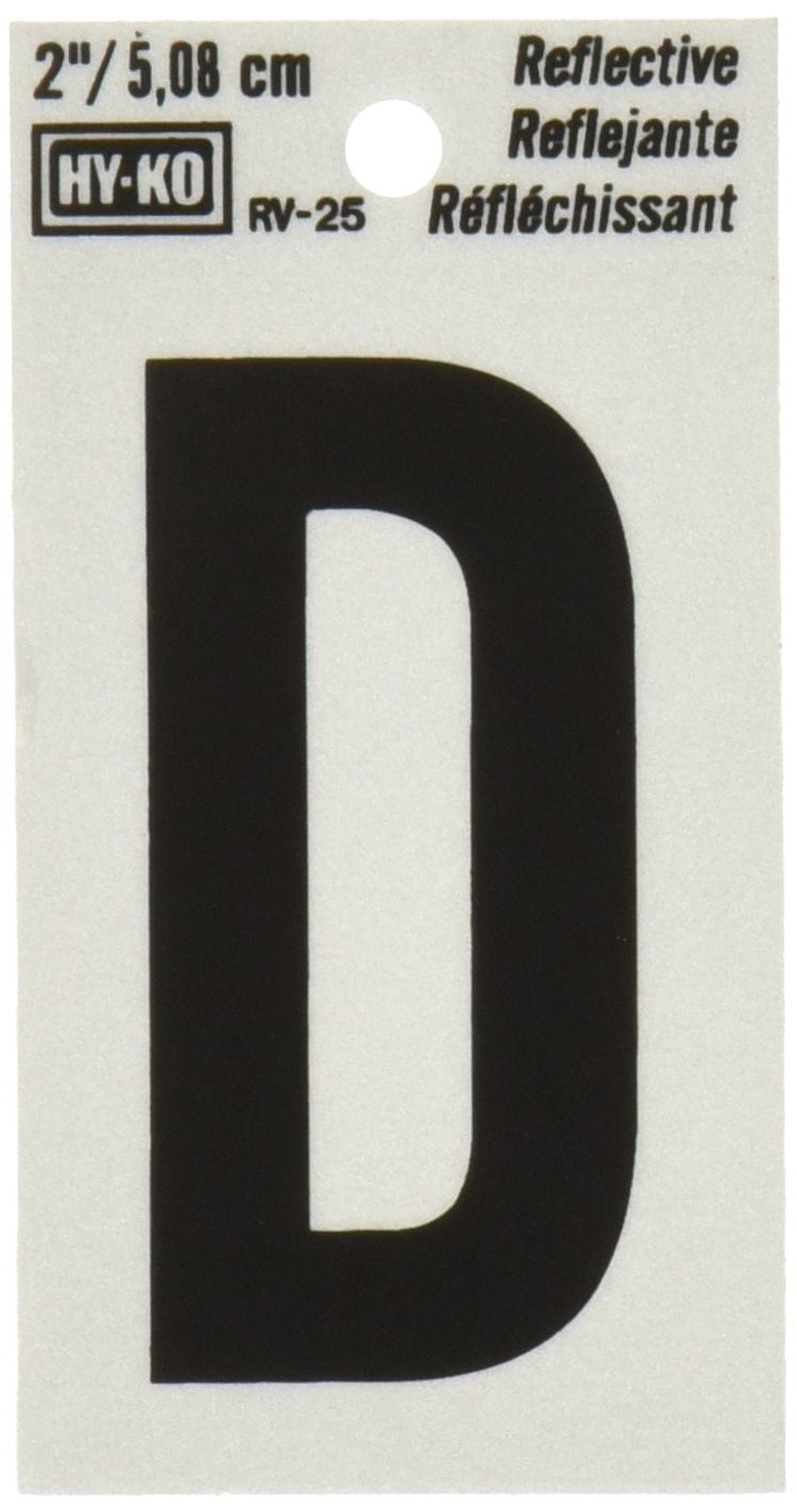 Hy-Ko Vinyl Reflective Letter D Sticker - Self-Stick, Removable - 2 ...