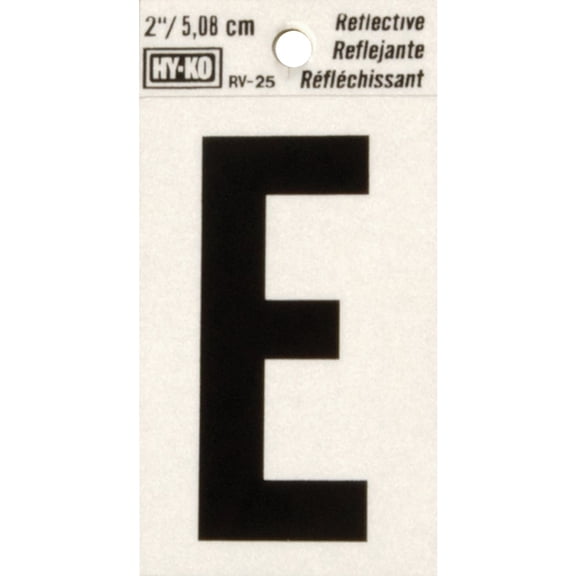 Hy-Ko RV-25/E Vinyl Self-Stick Reflective with Letter E, 2", Black