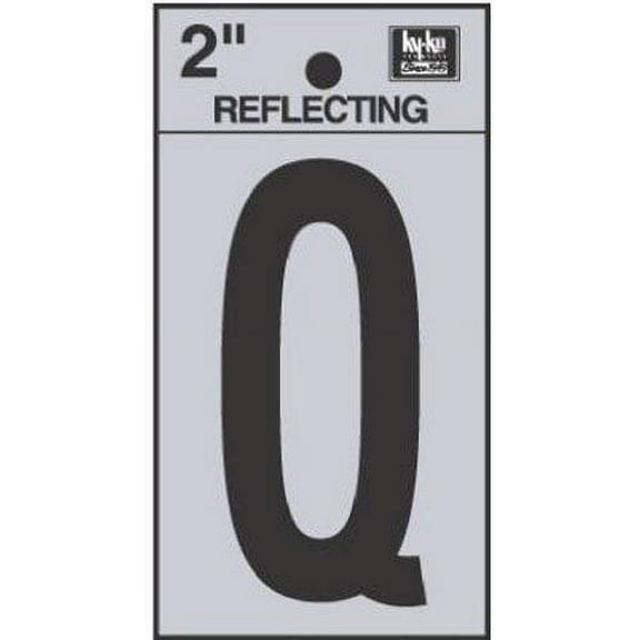 Hy-Ko Reflective Self-Adhesive House Letter Q - Weather-Resistant Vinyl - 2", Black