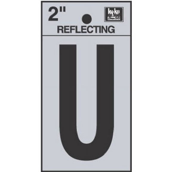 Hy-Ko RV-25/U Vinyl Self-Stick Reflective with Letter U, 2", Black,