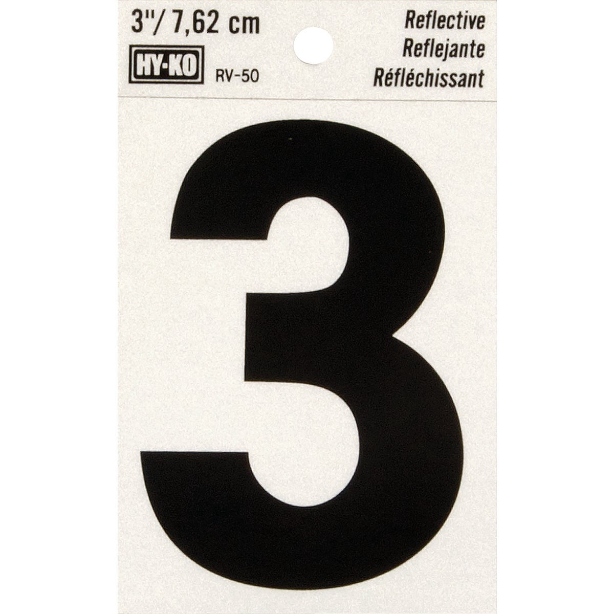 Hy-Ko RV-50/3 Vinyl Self-Stick Reflective, 3", Black