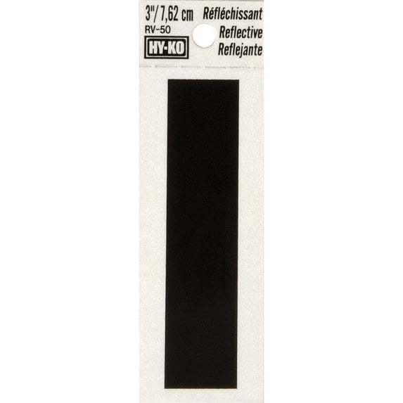 Hy-Ko RV-50/I Vinyl Self-Stick Reflective with Letter I I, 3", Black