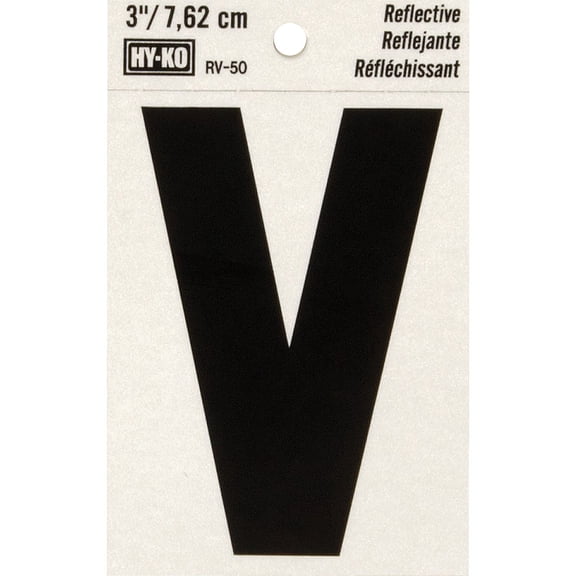 Hy-Ko Vinyl Self-Stick Reflective Sticker V - Removable - 3 Inch, Black