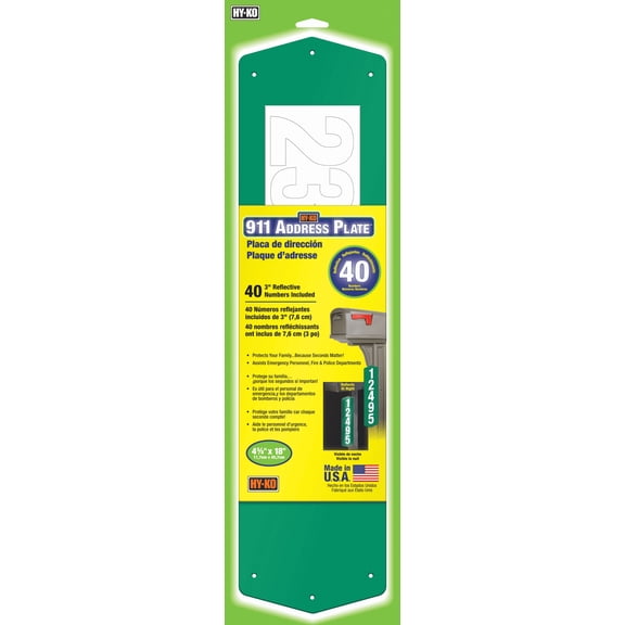 Hy-Ko Reflective Address Plate - Single Pack  Residential Use, Standard Application
