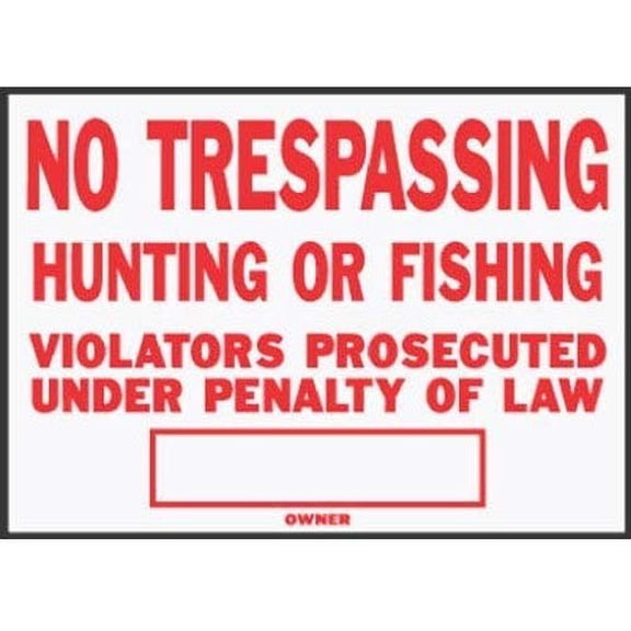 Hy-Ko No Trespassing Sign Aluminum - Outdoor Use - 1 Piece, 10" x 14", Red