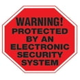 thumbnail image 1 of Hy-Ko Security System Vinyl Sign White 4" X 4" Warning! Protected By An Electronic Security System Pack of 10, 1 of 2