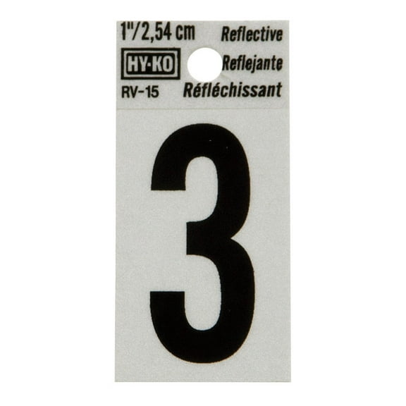 Hy-Ko Self-Adhesive Black Reflective Vinyl Number 3 1 in.