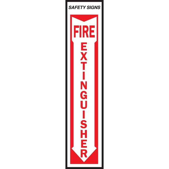Hy-Ko Self Adhesive Safety Sign Red 4" X 18" Fire Extinguisher