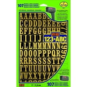 Hy-Ko Self-Adhesive Vinyl Numbers and Letters, 1 Inch High, Black & Gold, 107 Pieces