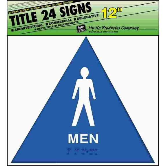 Hy-Ko Sign With Braille Blue 12" Men's Restroom
