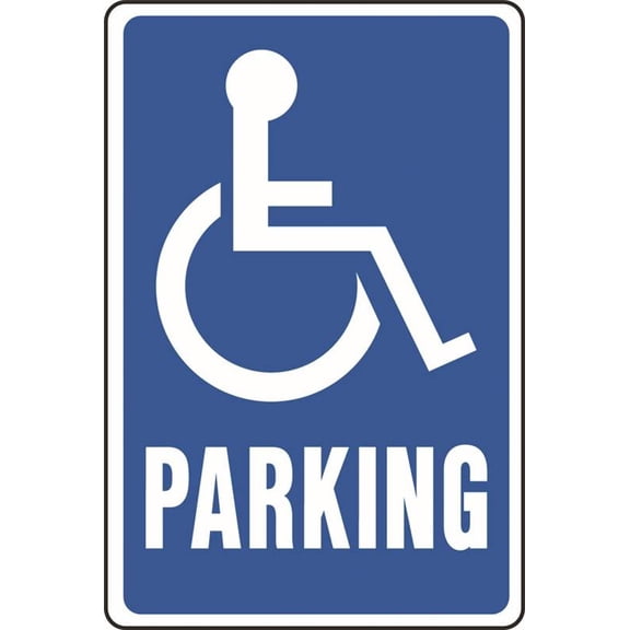 Hy-Ko Handicapped Parking Sign - Aluminum, Rectangular, Outdoor - 18" Blue