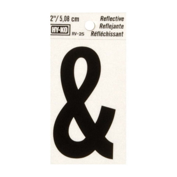 Hy-Ko Vinyl Letter Reflective & Black White Self-Adhesive2" Pack of 10