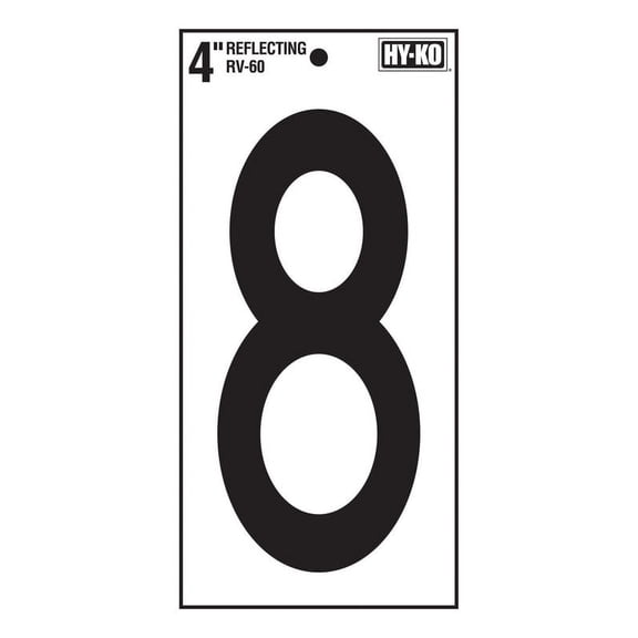 Hy-Ko Vinyl Numbers Reflective Reflective Weather Resistant 4" Case of 10