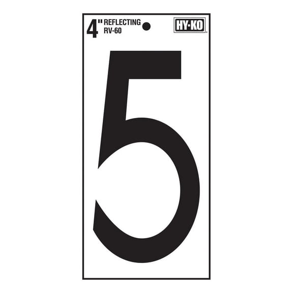 Hy-Ko Vinyl Numbers Reflective Reflective Weather Resistant 4"