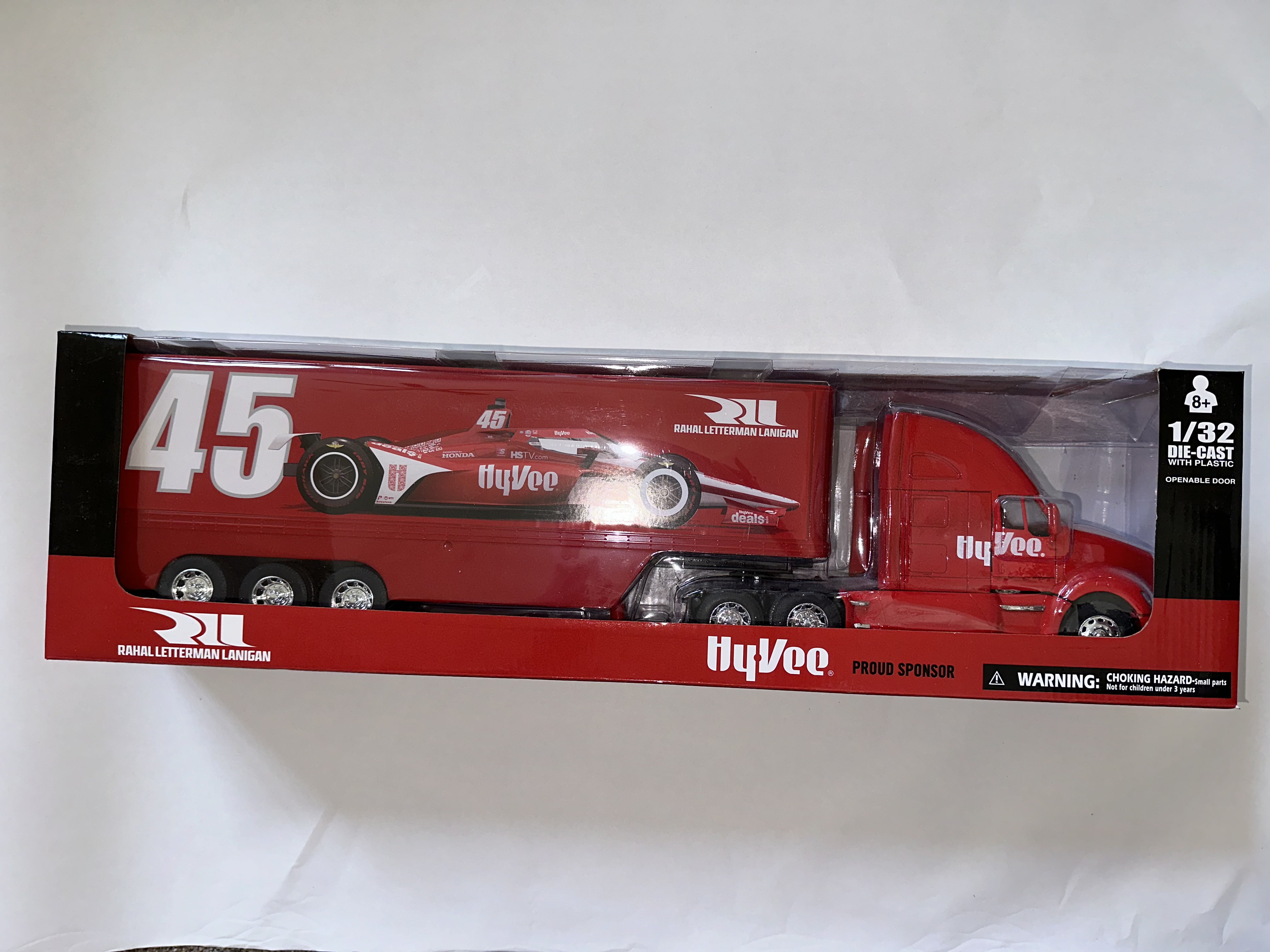 Hy Vee #45 Rahal Letterman Lanigan 1/32 Red Semi Truck new Die cast Toy ...