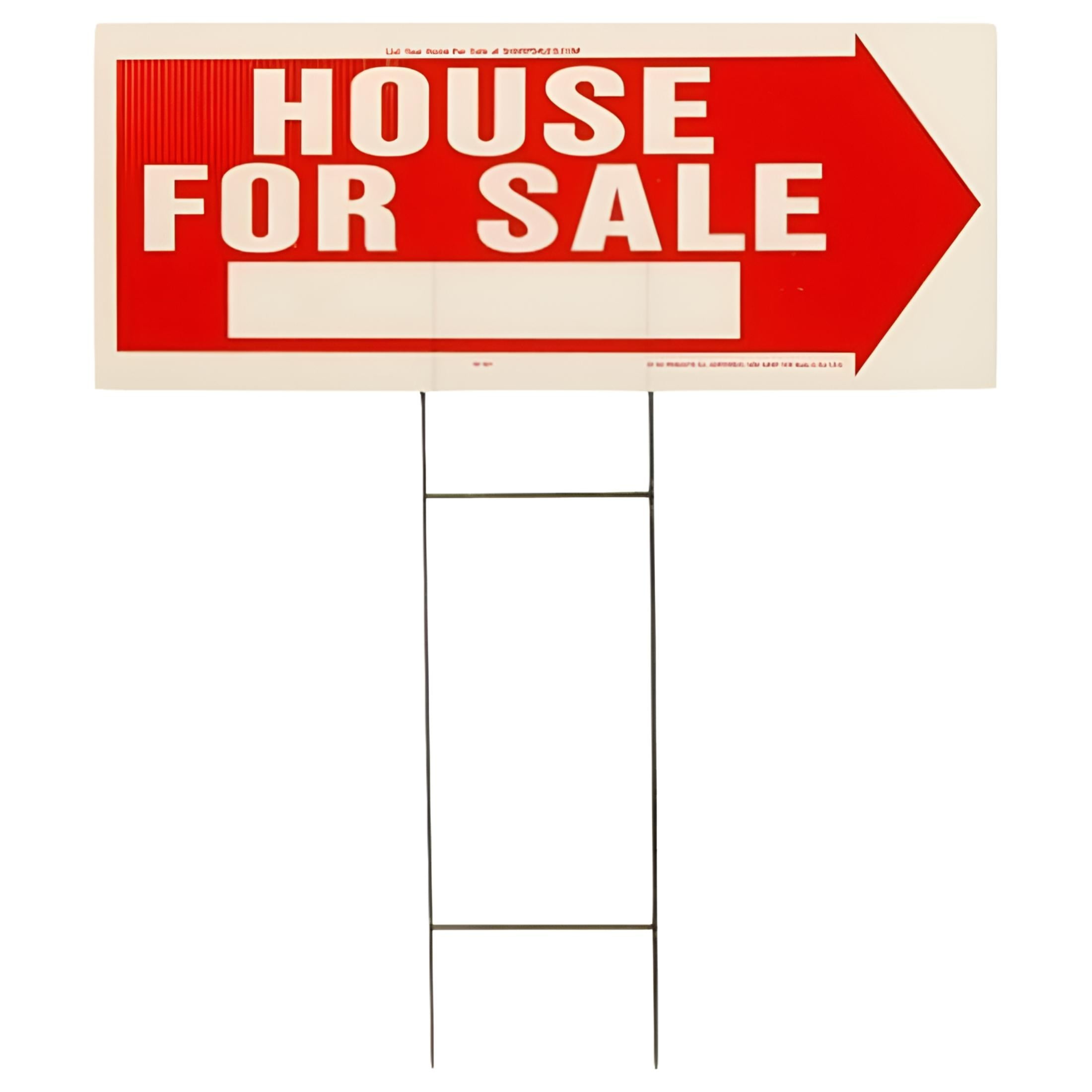 Red and White Corrugated Plastic House for Sale Sign with Metal Frame