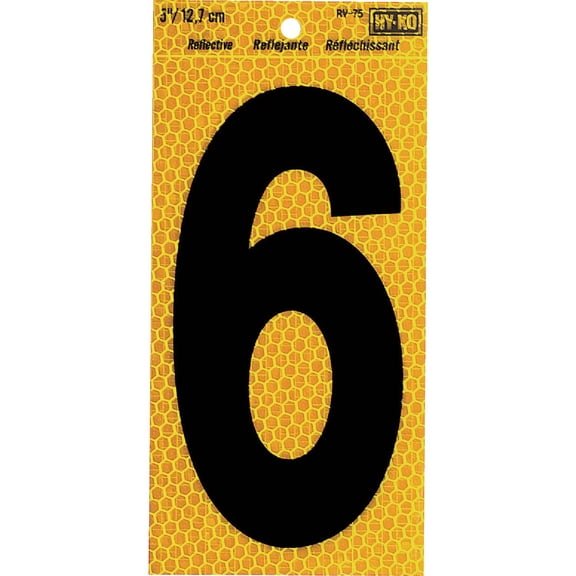Hy-ko Rv-75/6 Reflective Numbers 6, Adhesive Vinyl, 5" (Pack of 10)