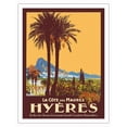thumbnail image 1 of Hyéres France - La Côte des Maures - PLM French Railways - Vintage Railroad Travel Poster by Julien Lacaze c.1920 - Fine Art Matte Paper Print (Unframed) 20x26in, 1 of 4