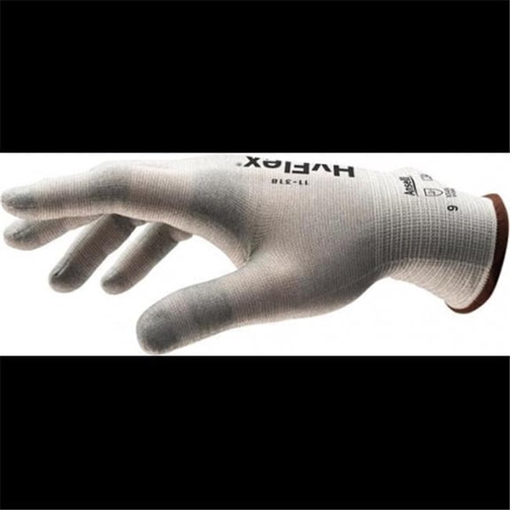 HyFlex 012-11-318-10 18 Gauge Gray Nylon Liner & Knit Wrist Safety Airgas, White - Size 10