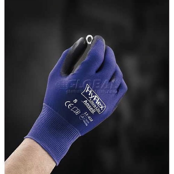 HyFlex Light Weight Gloves, Black PU Palm Coat, Size 9, 1 Pair, Lot of 12