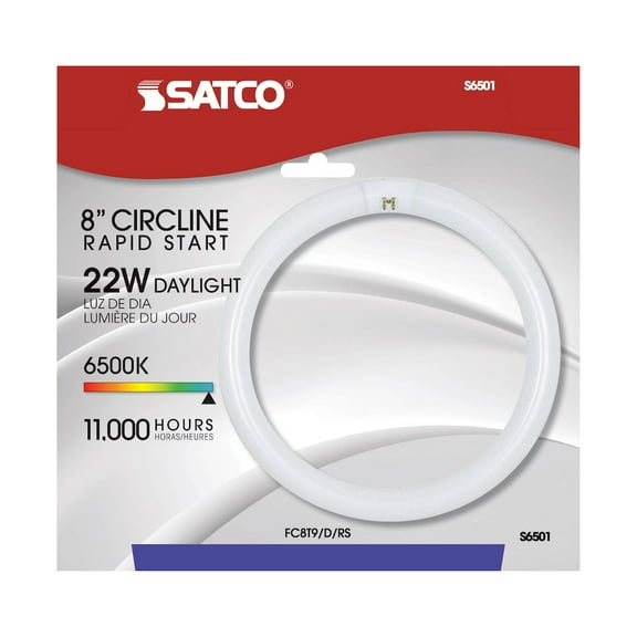 Satco S6501 - 22 watt; T9; Circline Fluorescent; 6500K Daylight; 76 CRI; 4-Pin base