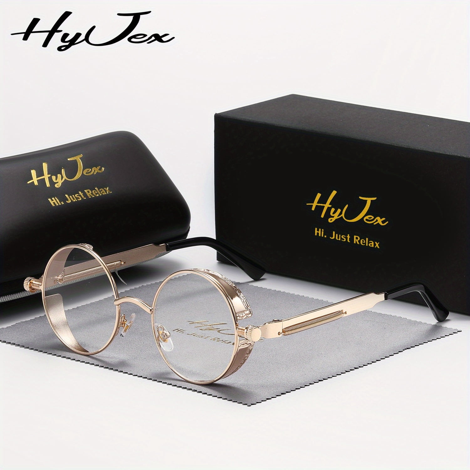 Punk Glass HyJex Unisex Retro Punk Glasses Full Frame Same Round Frame ...