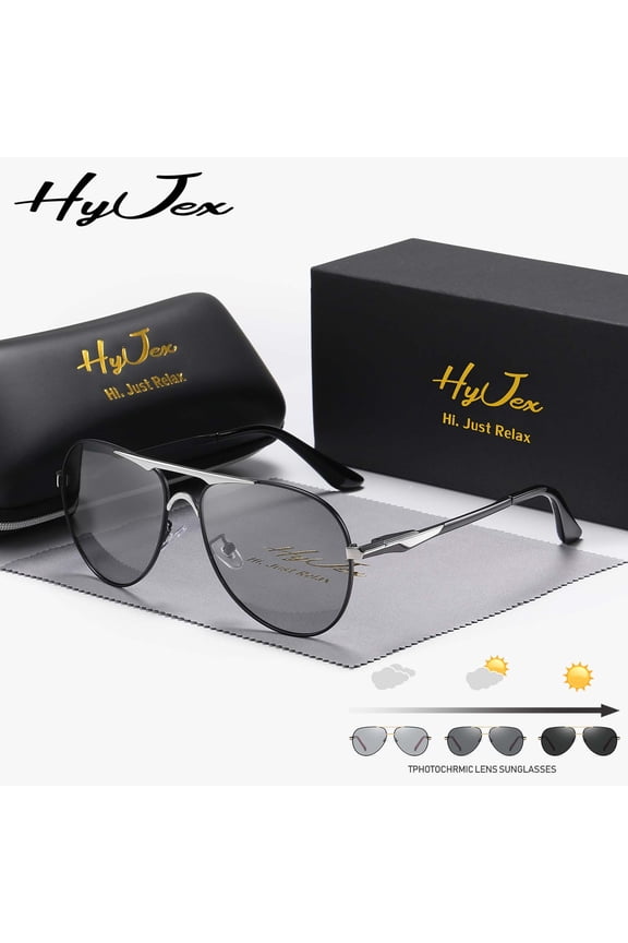 HyJex Unisex Same Retro Polarized Sunglasses Outdoor Travel Casual Color-changing Glasses Sunglasses UV400