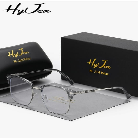 HyJex Unisex Style Half-frame Fashion Eyebrow Style Business Plano Glasses Large-frame Ruffian Handsome Plano Glasses