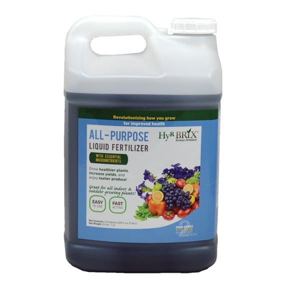 HyR BRIX All-Purpose Liquid 4-3-3 Fertilizer, 2.5 Gallons - Fast-Acting Plant Food with Micronutrients, Humic & Fulvic Acids - Ideal for Vegetables, Flowers, Fruits & Houseplants