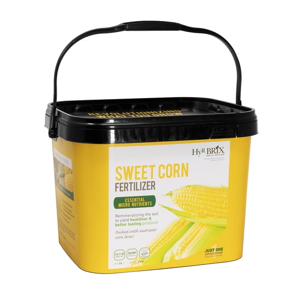 HyR BRIX Slow-Release 16-7-10 Sweet Corn Fertilizer, 20lb Bucket - Corn Food with Calcium & Sulfur - Essential Micronutrients for Big, Uniform Ears & Sweet Flavor