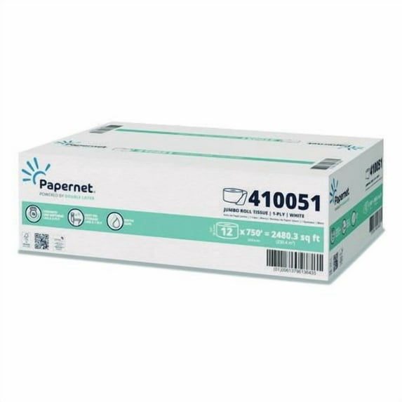 HyTech Seas Mini JRT, Septic Safe, 1-Ply, 3.3" x 750 ft, White, 6 Rolls/Carton | Bundle of 2