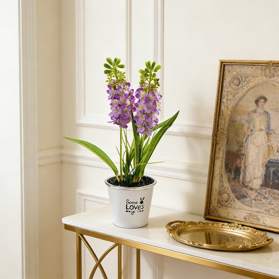 Hyacinth Bonsai Simulated Silk Flower Lifelike Potted Plant Home Office