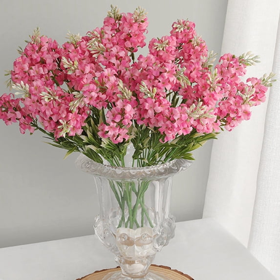 Hyacinth Bouquets Fake Flowers Silk Flowers, 5 Stems Artificial Hyacinth Bushes Plastic Stems, Blue Yellow Purple Red Pink, 13.8 in, Home Wedding Decor