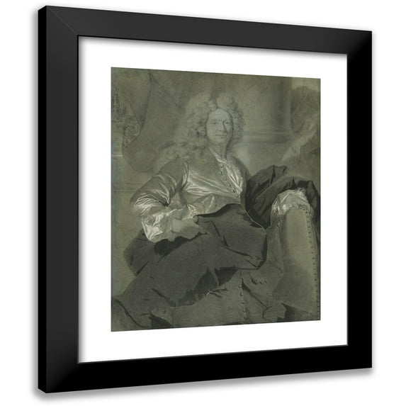 Hyacinthe Rigaud 12x14 Black Modern Framed Museum Art Print Titled - Portrait of a Man (1710-1720)