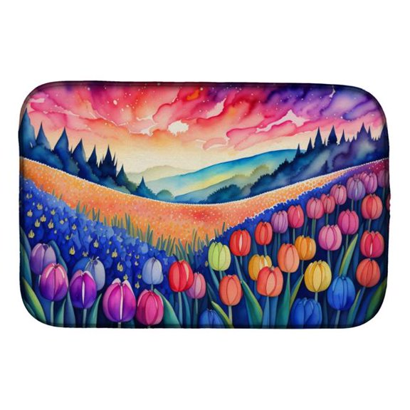 Hyacinths in Color Dish Drying Mat 14 in x 21 in