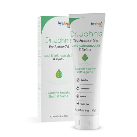 Hyalogic Dr. John's Toothpaste Gel with Hyaluronic Acid & Xylitol, Mint, 4.58 oz (130 g)