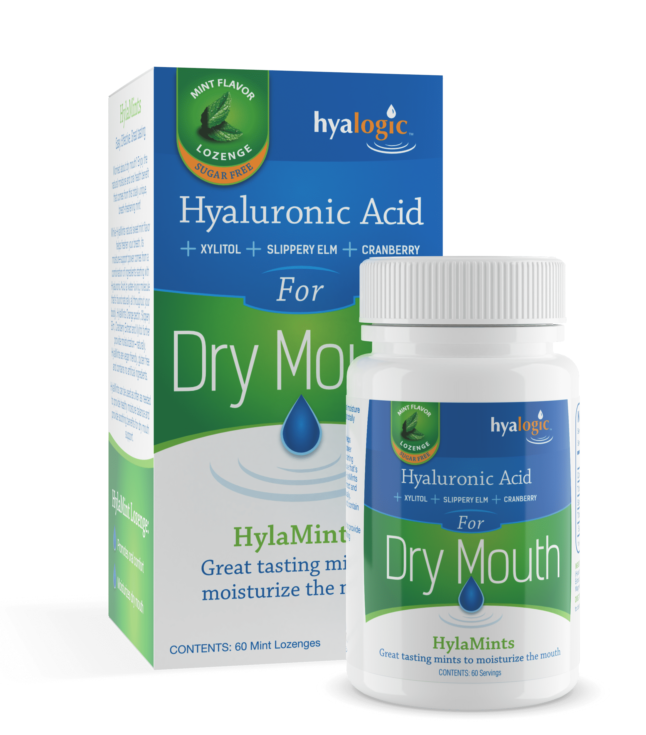 Hyalogic HyaMints Breath Mints for Dry Mouth Sugar Free Mint Flavor