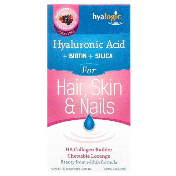 Hyalogic Hyaluronic Acid + Biotin + Silica For Hair, Skin & Nails - Berry 30 Loz