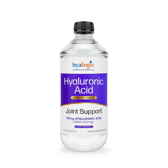 Hyalogic Hyaluronic Acid Liquid Supplement - 100mg High Molecular Weight Hyaluronic Acid for Joints, MSM Advanced Joint Support, Vegan Oral Hydration Formula, 12 oz