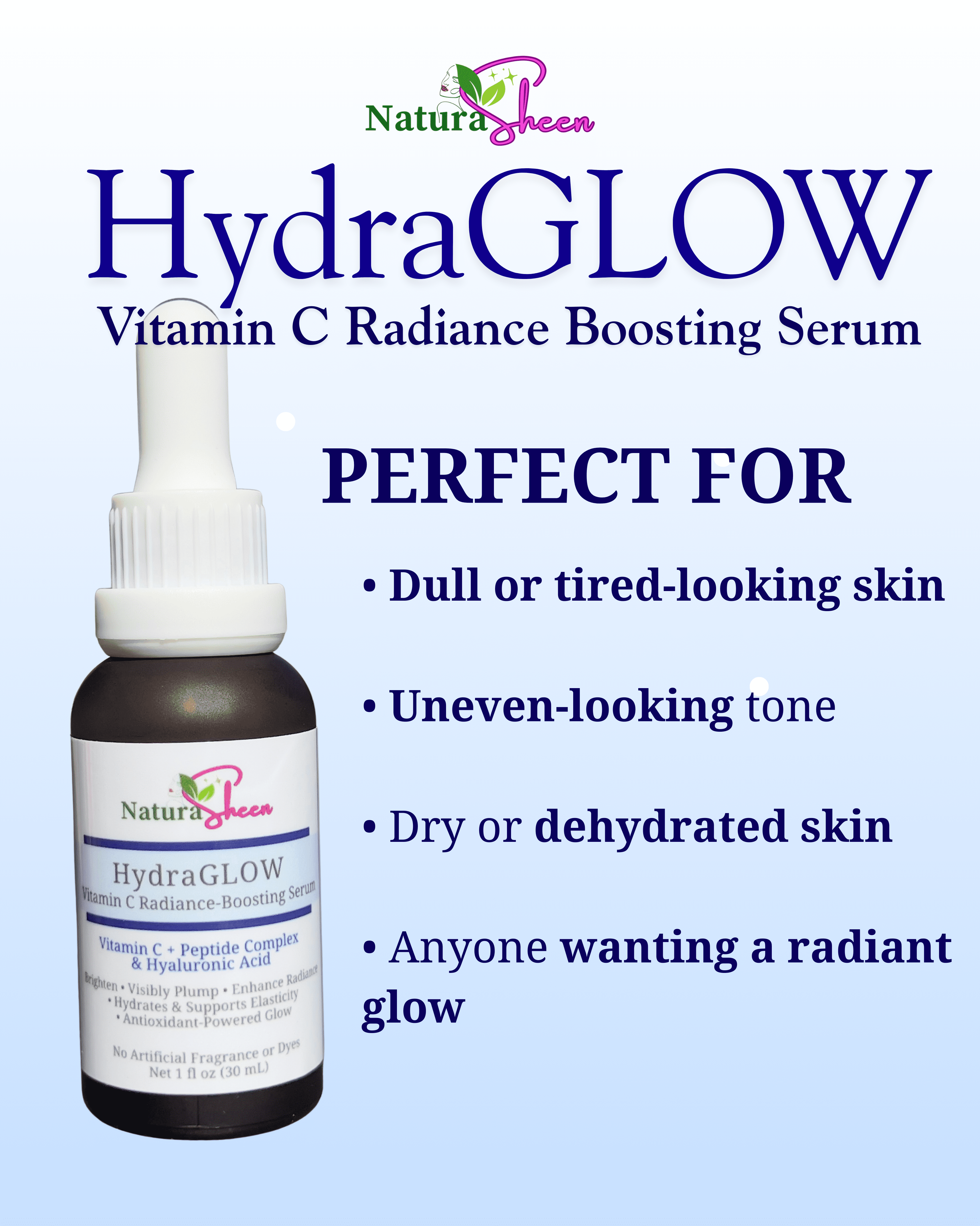HydraGLOW Vitamin C + multi-Peptides + Hyaluronic Acid| Brightening, Hydrating, Hyaluronic Acid Skincare