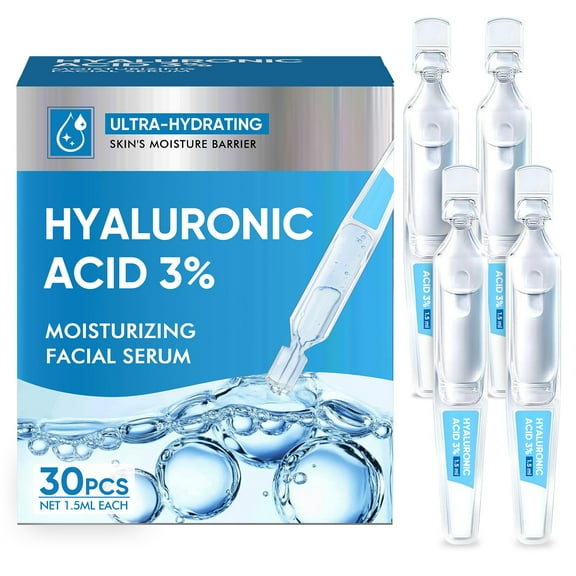 Hyaluronic Acid Serum Ultra Hydrating Serum,Pre-makeup Skin Care Face Serum, 3% Hyaluronic Acid for Deep Moisture Radiant Skin, 1.2ml*30