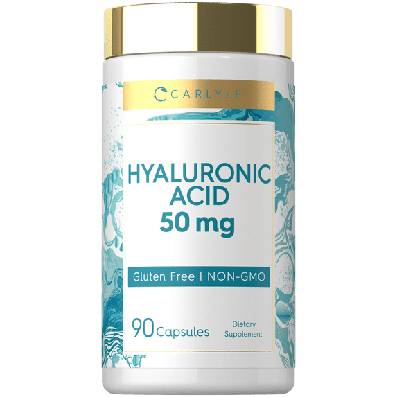Hyaluronic Acid Supplement | 50 mg | 90 Capsules | Non-GMO & Gluten Free | by Carlyle
