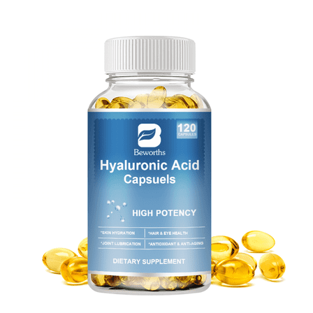 B Beworths Hyaluronic Acid Supplements, Hyaluronic Acid Capsules for Joint Health and Skin Hydration, Joint Health Supplement for Women and Men, High Potency,120 Capsules