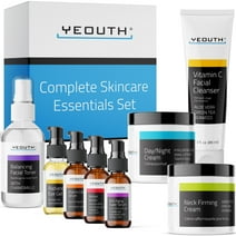 Hyaluronic Acid,Vitamin C Face Serum, Anti Aging Serum, Cleanser, Toner, Eye Gel, Neck & Face Cream, Skin Care Gift Set for Women & Men 8-Piece Kit Complete Skincare Essentials Set by YEOUTH