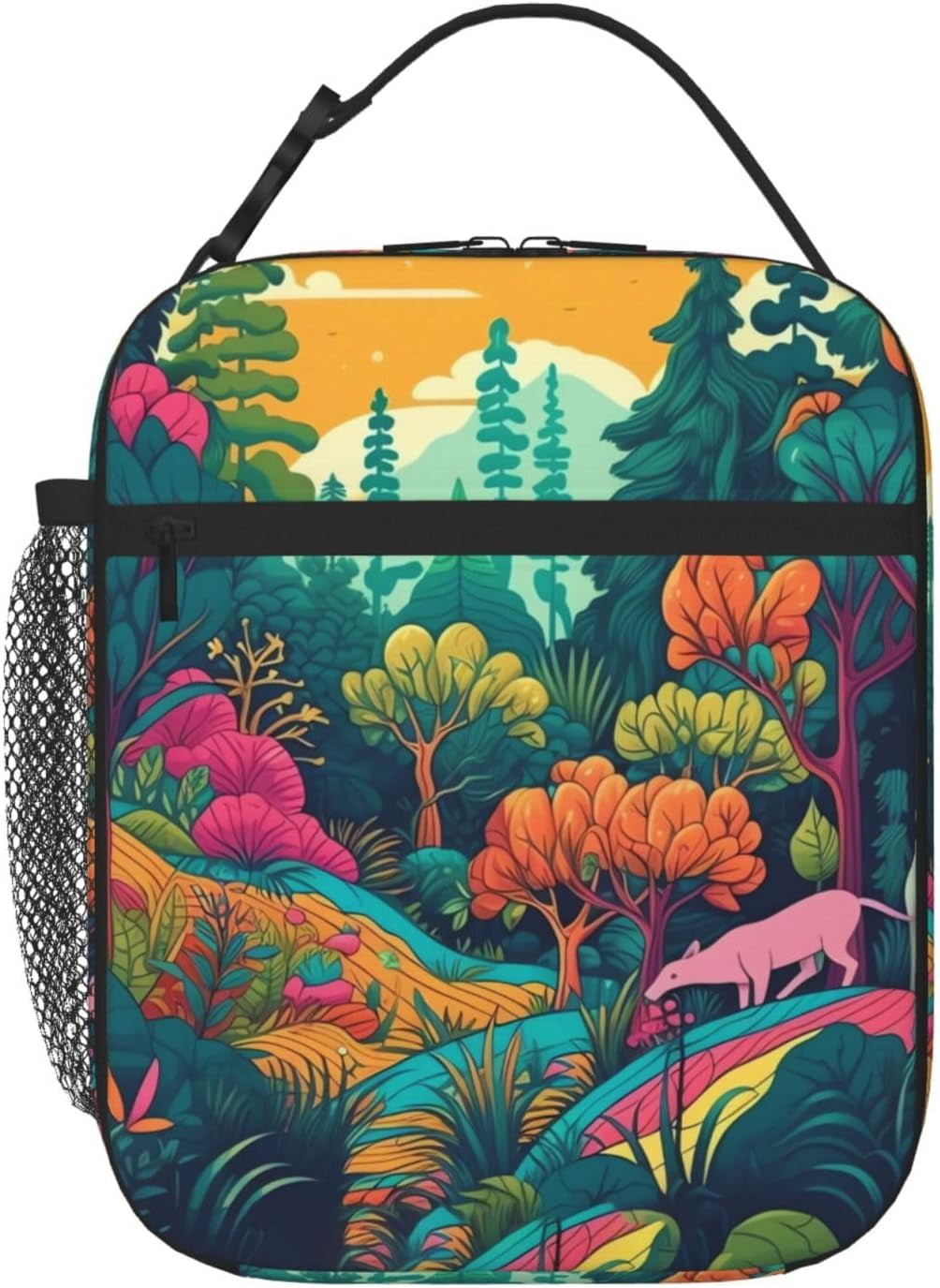 Hyang Simple grid strawberry pattern Print Lunch Bags Reusable Cooler Tote Bag for Women Men ...