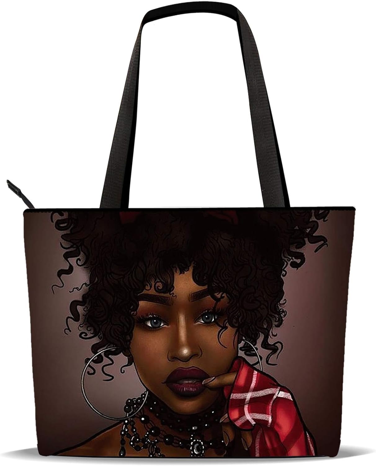 AZPSRT African American Tote Bag For Women | Large Capacity Work Bag With Black Queen Design